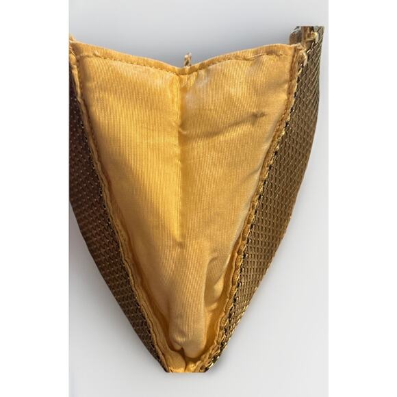 Vintage Gold Mesh Clutch Whiting And Davis Zip Top Evening Bag Hand Held 6.5" - Picture 5 of 6
